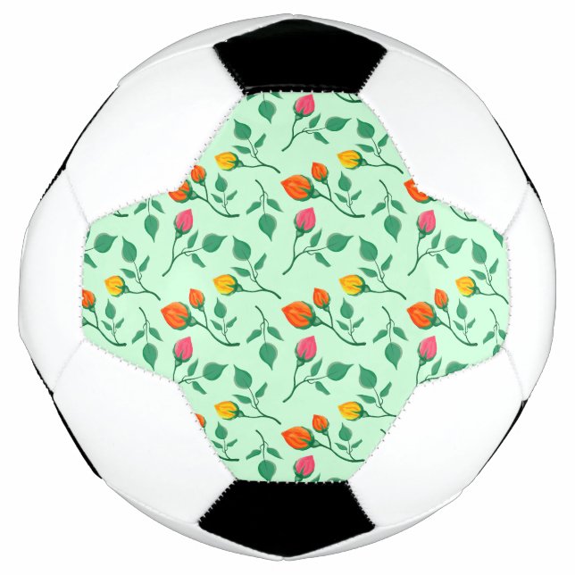 Floral pattern with coloured rose flowers  football (Front)