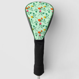 Floral pattern with coloured rose flowers   golf head cover