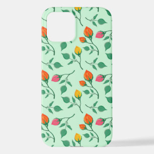 Floral pattern with coloured rose flowers  iPhone 12 case