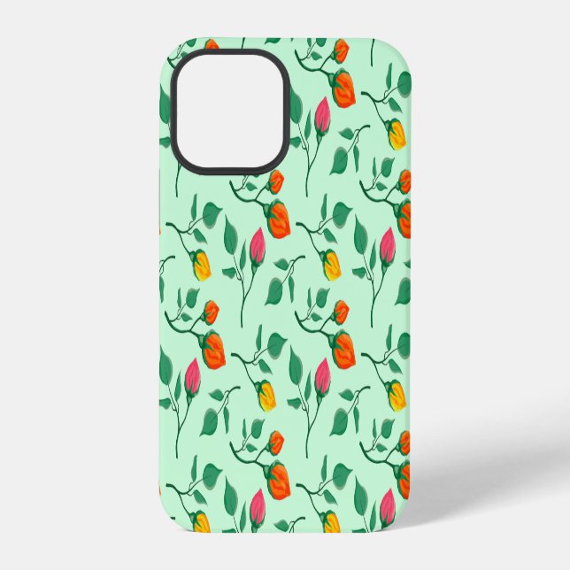 Floral pattern with coloured rose flowers iPhone case (Back)