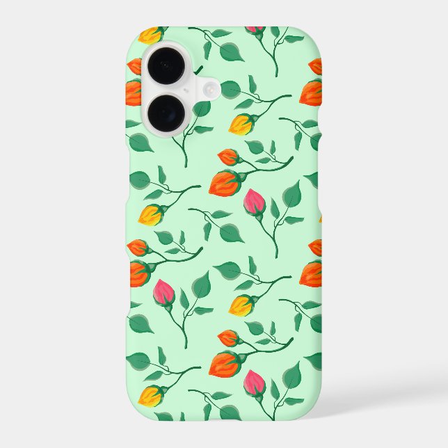 Floral pattern with coloured rose flowers  iPhone case (Back)