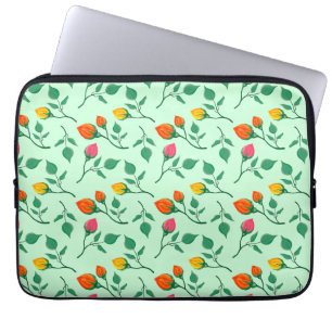 Floral pattern with coloured rose flowers  laptop sleeve