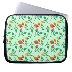 Floral pattern with coloured rose flowers  laptop sleeve