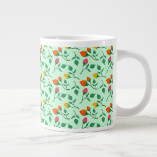 Floral pattern with coloured rose flowers   large coffee mug