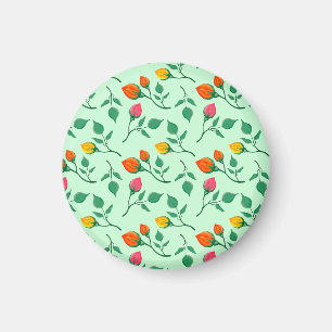 Floral pattern with coloured rose flowers magnet