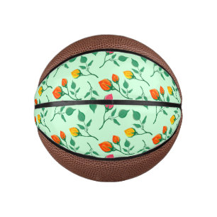 Floral pattern with coloured rose flowers  mini basketball