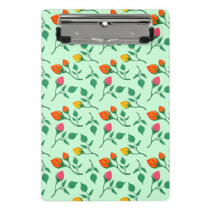 Floral pattern with coloured rose flowers  mini clipboard