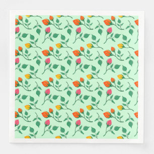 Floral pattern with coloured rose flowers napkin