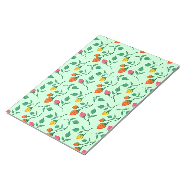 Floral pattern with coloured rose flowers  notepad (Angled)