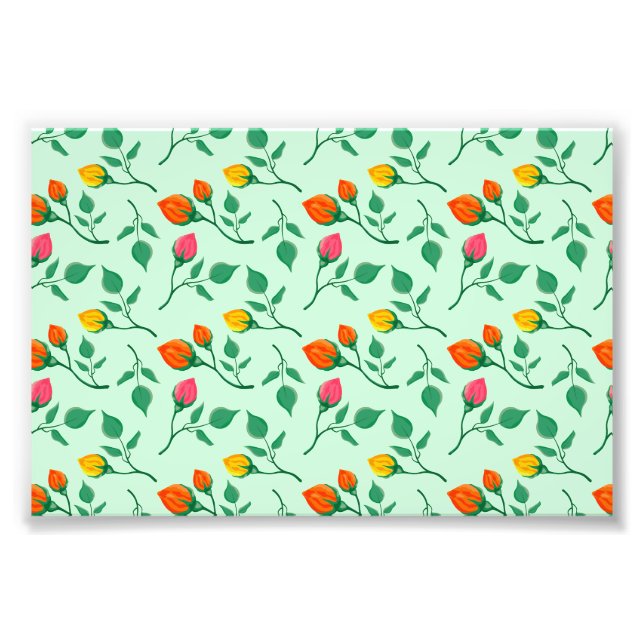 Floral pattern with coloured rose flowers  photo print (Front)