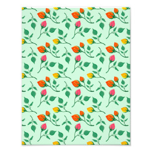 Floral pattern with coloured rose flowers photo print