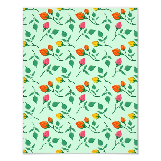 Floral pattern with coloured rose flowers  photo print (Front)