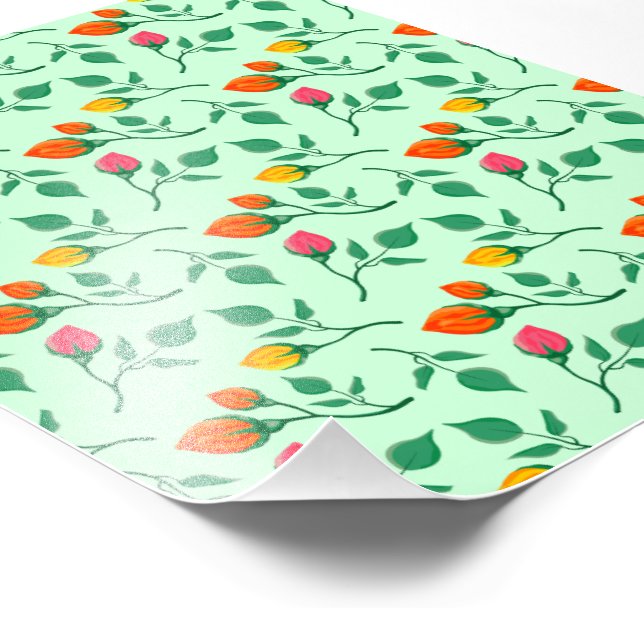 Floral pattern with coloured rose flowers  photo print (Corner)