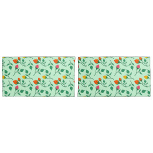 Floral pattern with coloured rose flowers  pillowcase
