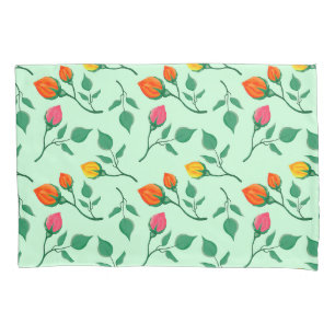 Floral pattern with coloured rose flowers  pillowcase