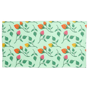 Floral pattern with coloured rose flowers  pillowcase