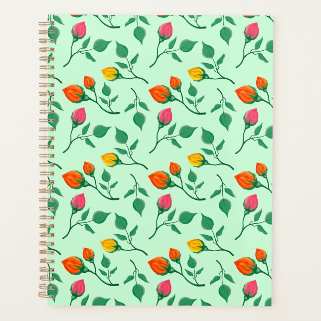 Floral pattern with coloured rose flowers  planner (Front)
