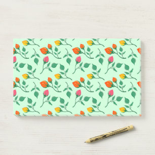Floral pattern with coloured rose flowers post-it notes