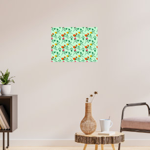 Floral pattern with coloured rose flowers poster