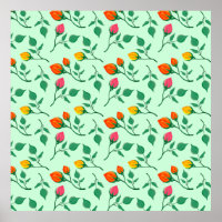 Floral pattern with coloured rose flowers
