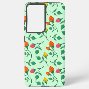 Floral pattern with coloured rose flowers samsung galaxy case