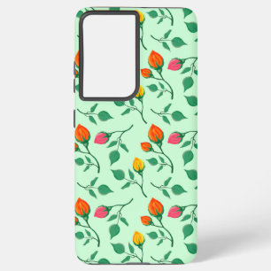 Floral pattern with coloured rose flowers samsung galaxy case