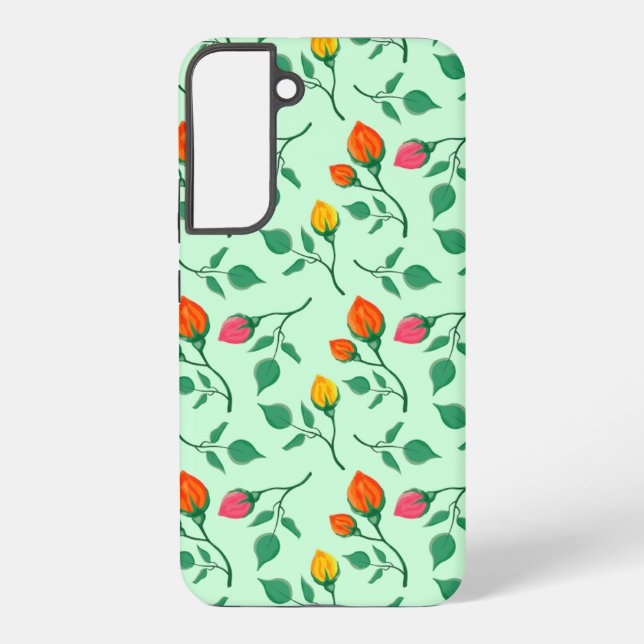 Floral pattern with coloured rose flowers  samsung galaxy s22+ case (Back)