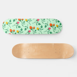 Floral pattern with coloured rose flowers skateboard
