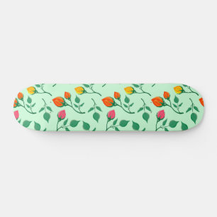 Floral pattern with coloured rose flowers  skateboard