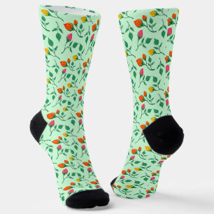 Floral pattern with coloured rose flowers socks
