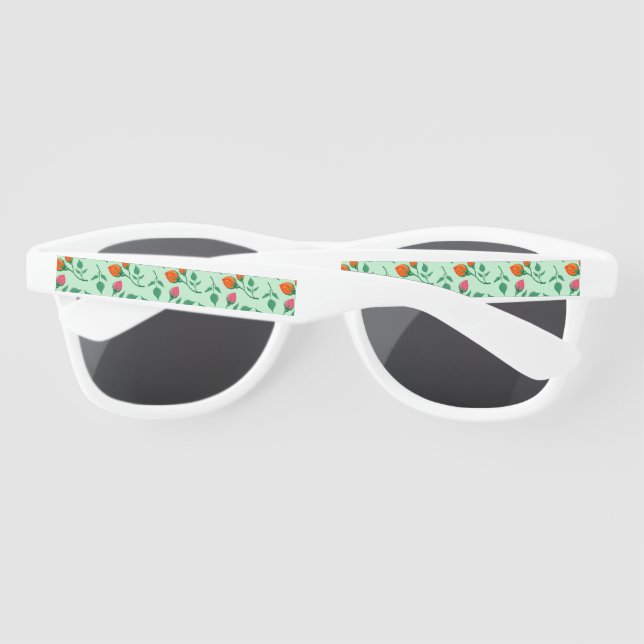 Floral pattern with coloured rose flowers  sunglasses (Back)