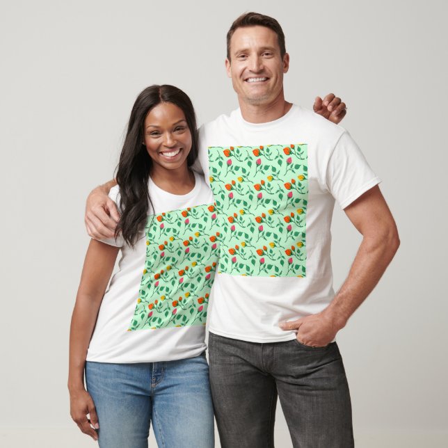 Floral pattern with coloured rose flowers T-Shirt (Unisex)