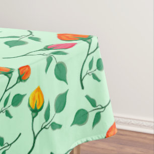 Floral pattern with coloured rose flowers tablecloth