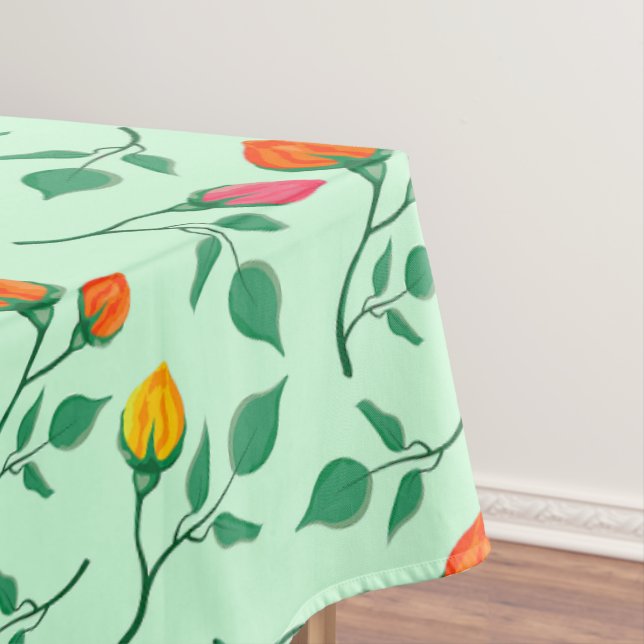 Floral pattern with coloured rose flowers tablecloth (In Situ)