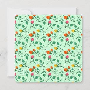 Floral pattern with coloured rose flowers thank you card