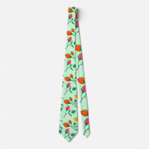 Floral pattern with coloured rose flowers  tie