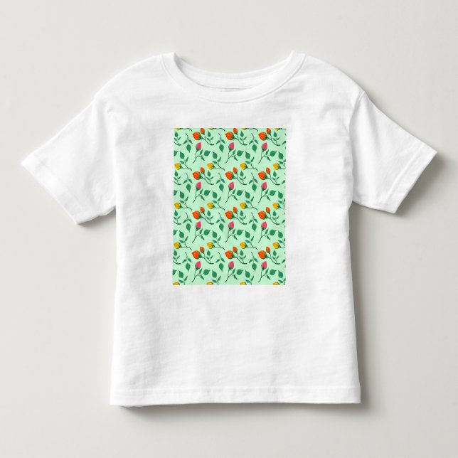 Floral pattern with coloured rose flowers toddler T-Shirt (Front)