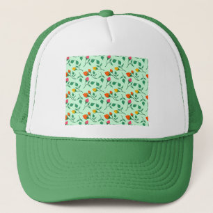 Floral pattern with coloured rose flowers  trucker hat