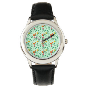 Floral pattern with coloured rose flowers watch