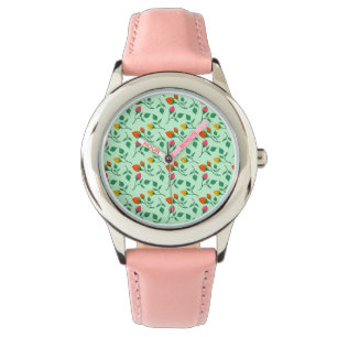 Floral pattern with coloured rose flowers  watch