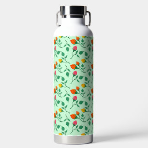 Floral pattern with coloured rose flowers water bottle