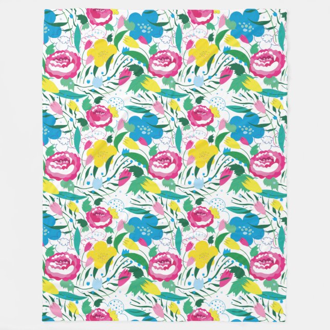Floral pattern with colourful bouquet. fleece blanket (Front)