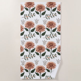Floral pattern with dahlias beach towel