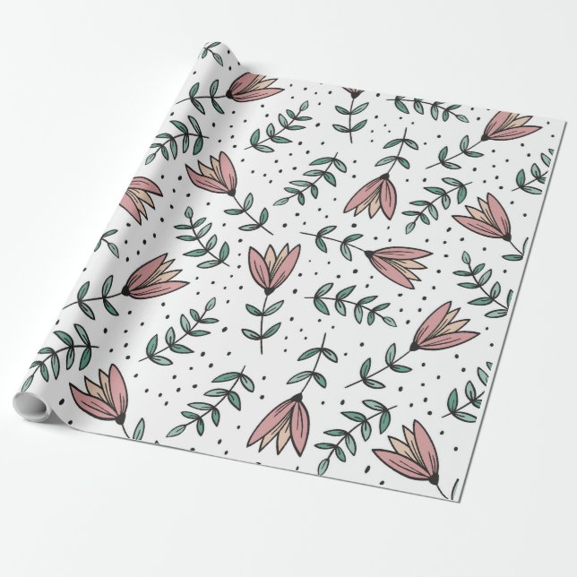 Floral pattern with elegant, classic style wrapping paper (Unrolled)