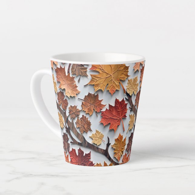 Floral pattern with fallen leaves 5 - Latte Mug (Left Angle)