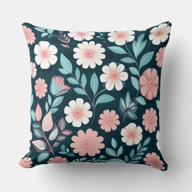 Floral Pattern With Pastel Flowers Cushion (Front)