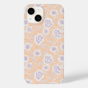 Floral Pattern with Peach and Lavender Colors Case-Mate iPhone 14 Case