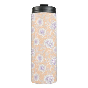 Floral Pattern with Peach and Lavender Colors Thermal Tumbler