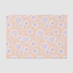 Floral Pattern with Peach and Lavender Colors Tissue Paper