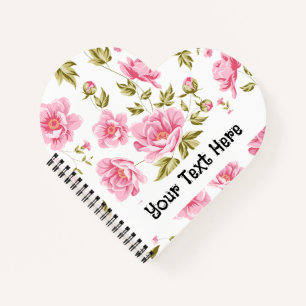 Floral Pattern With Pink Flowers And Green Leaves Notebook